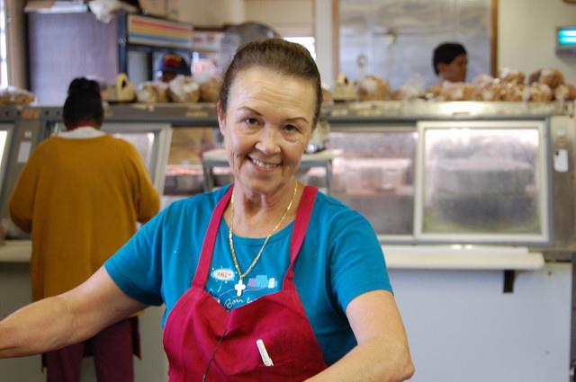 Boudin maker Beverly Giardelli at C. Hebert's Slaughter House & Meat Market in Abbeville. Photo Credit: Southern Foodways Alliance/Flickr