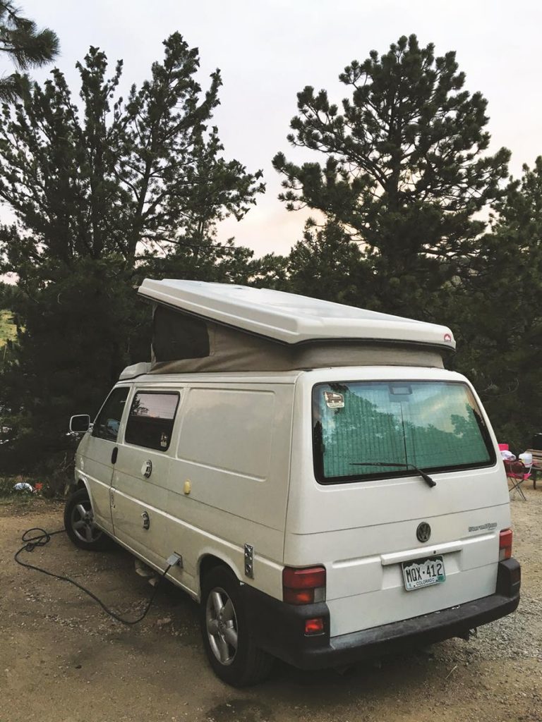 Vintage Volkswagen camper van provided retro transportation and kitschy accommodations.