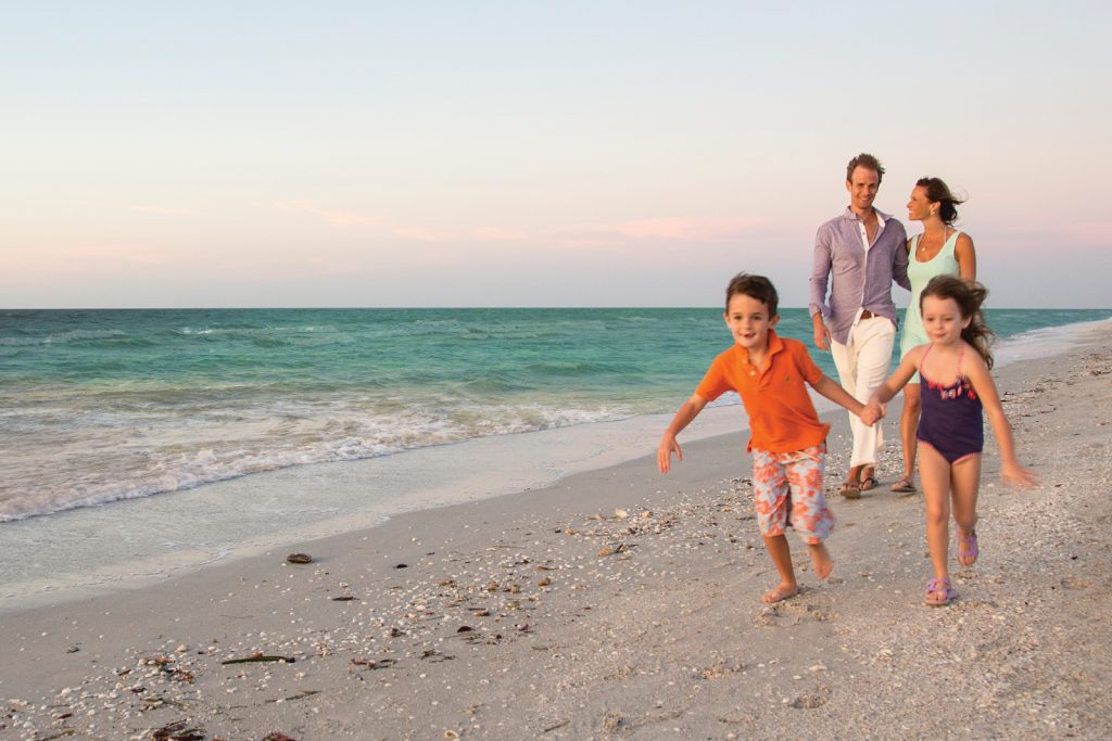 A mile of white-sand beaches provides the perfect playground for families at Sanibel Island’s Sundial Beach Resort & Spa.