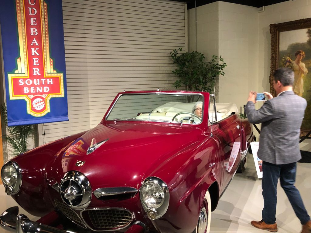 Visitors to the Studebaker National Museum can pose in a 1950 Studebaker convertible. (Randy Mink Photo)